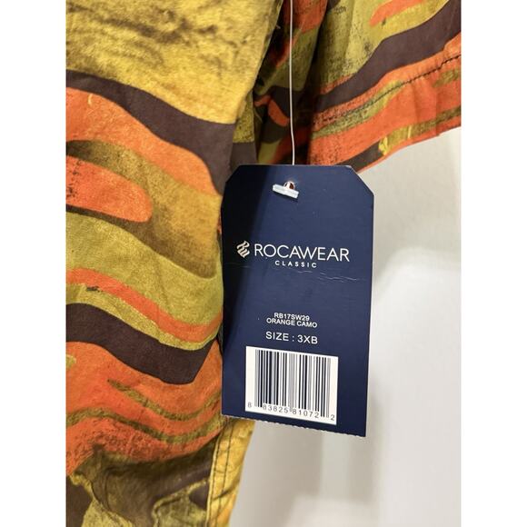 NEW Rocawear Shirt Mens 3XB Button Up Short Sleeve Dynasty Camo Orange Y2K Retro - Picture 2 of 3